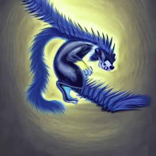 Prompt: digital painting of a skunk as a dragon, deviantart, digital art