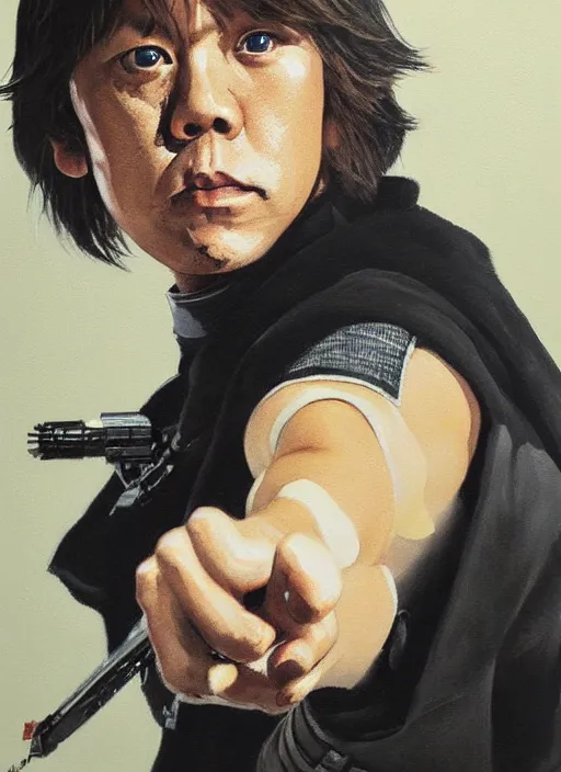 Image similar to painting by tsuyoshi nagano of luke skywalker