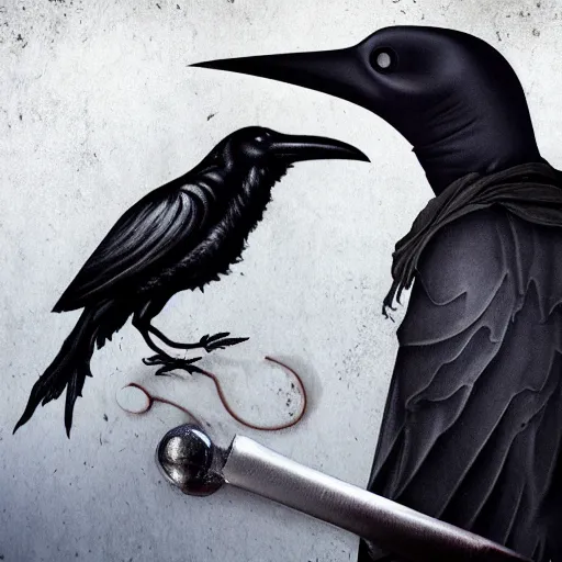 Prompt: photo realistic fantasy portrait of a plague doctor with raven wings