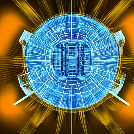Image similar to photo of blueprint of fusion reactor designed by leonardo davinci