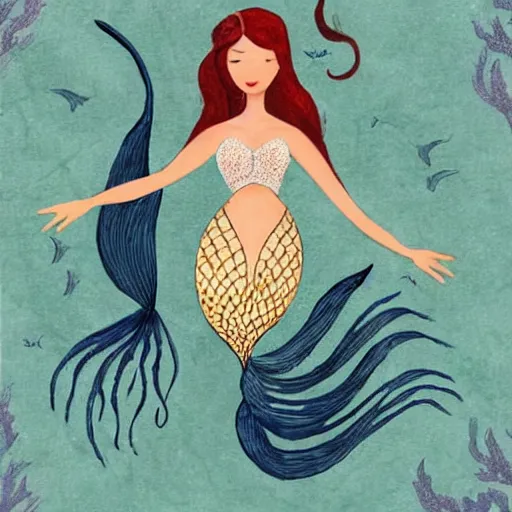 Image similar to beautiful mermaid, in the style of richard harper