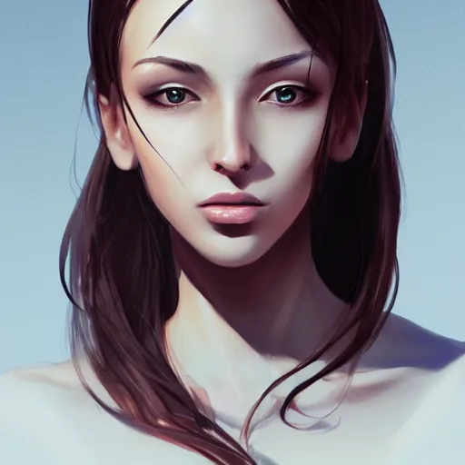 Image similar to a beautiful woman with smooth face and smooth jawline, artstation, digital art, detailed, sharp