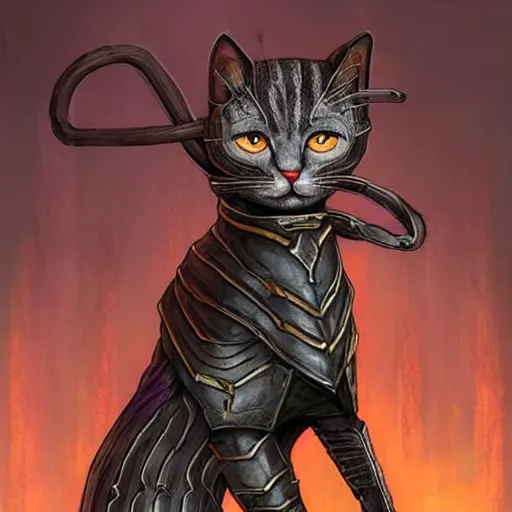 Prompt: cat in daedric armor