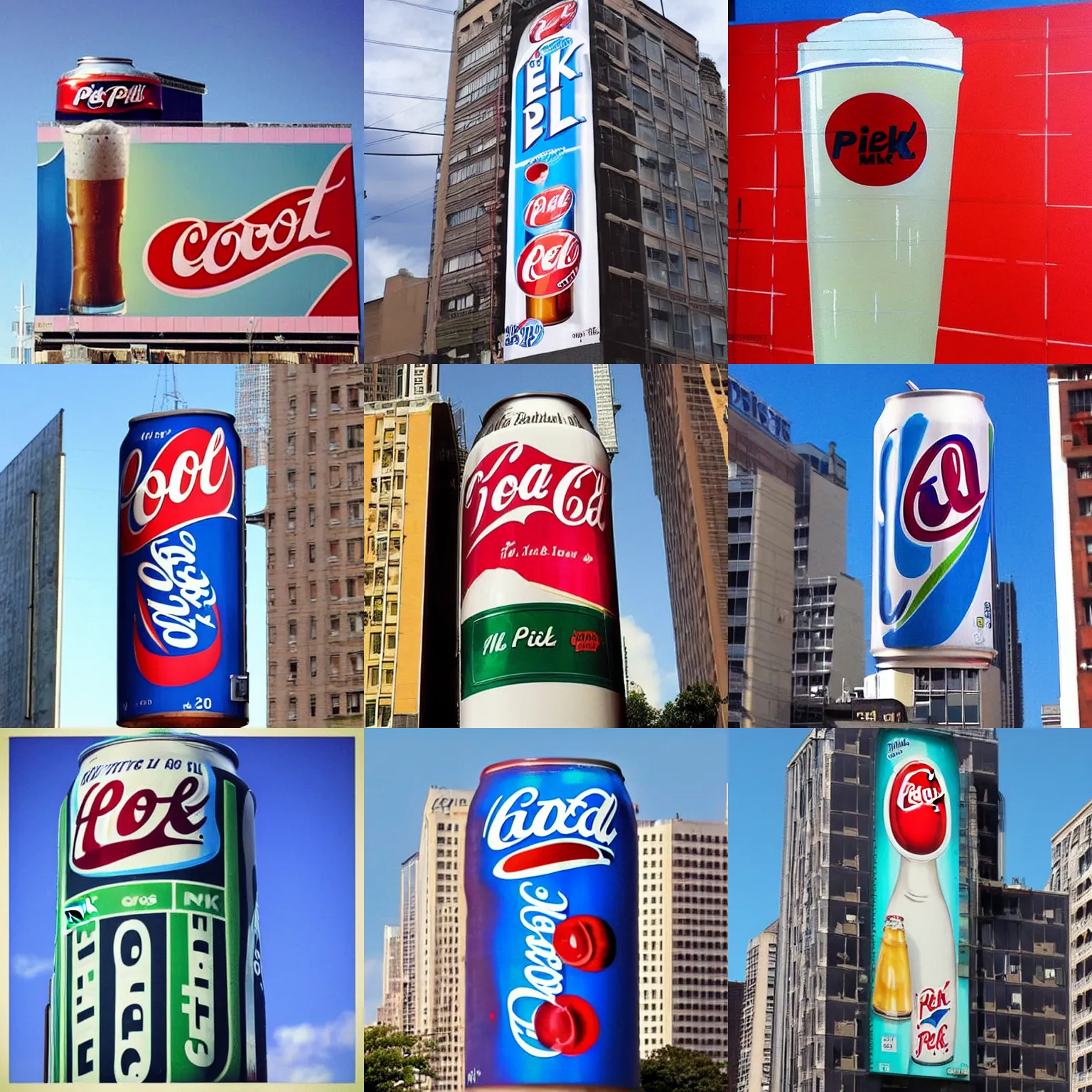 “a nice tall glass of pilk pepsi milk, billboard” | Stable Diffusion 