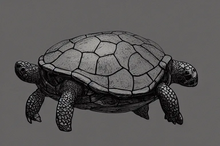 Prompt: crag turtle, in the style of Greg Broadmore and Arthur Rackham,trending on artstation, light lighting side view,digital art,surrealism ,macro,blueprint ,vaporwave ,