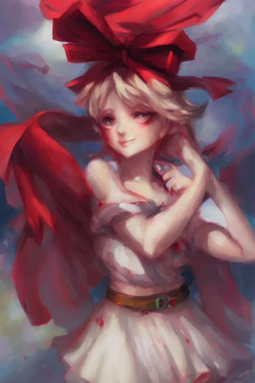 Image similar to flandre from touhou, by ross tran, oil on canvas