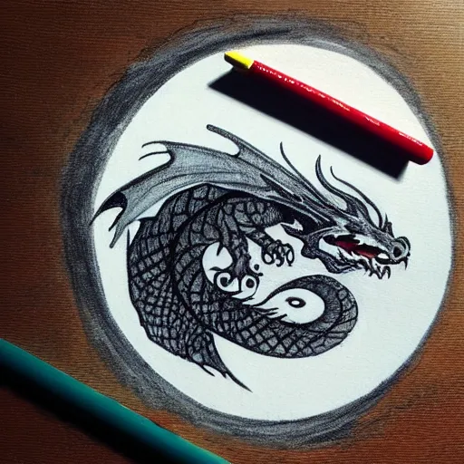 Image similar to “fire breathing dragon, Anamorphic Drawing”