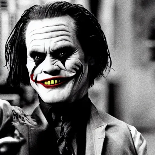 Image similar to jim carrey as the joker in batman ( 1 9 8 9 )