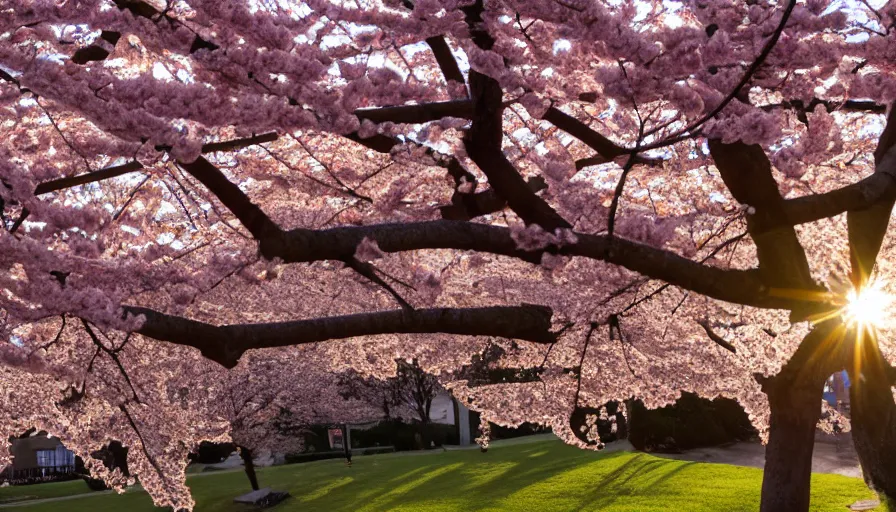 Image similar to cherry blossoms catching the sun