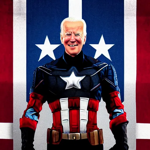 Image similar to joe Biden as captain America, highly detailed, cinematic