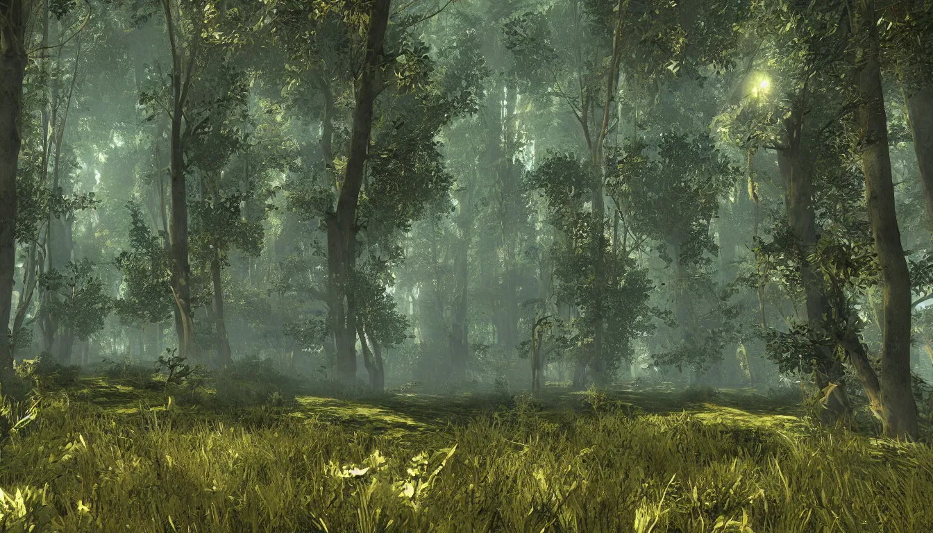 Image similar to a clearing in a forest, VGA graphics, high detail, adventure game