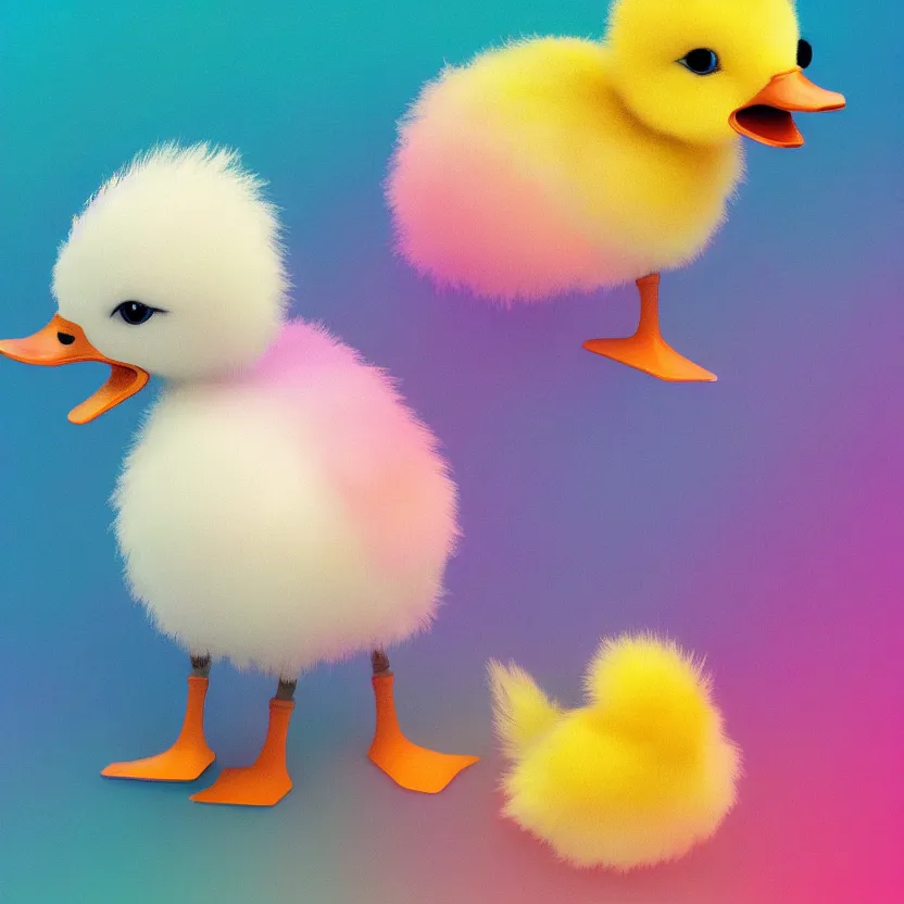 Prompt: Mr fluffffffffffffff, it's a fluffy duckling super cute and adorable, anime art with gradient shading, 4k