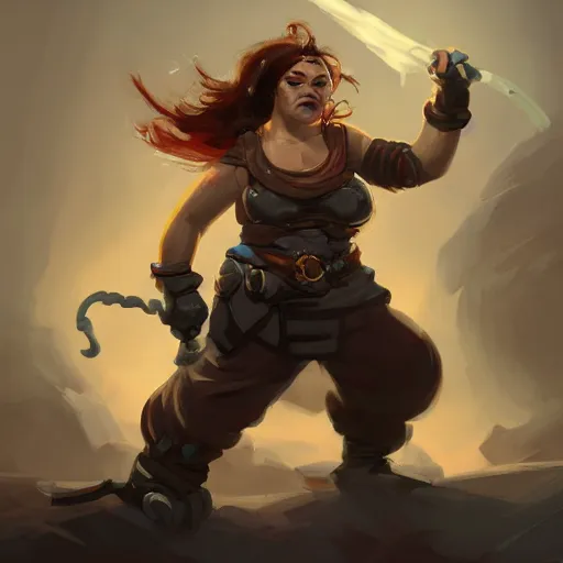 Image similar to action portrait of a female dwarf fist-fighter , 4K trending on artstation by peter mohrbacher photo