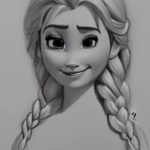 Image similar to Andrew Loomis pencil sketch of Elsa from Frozen