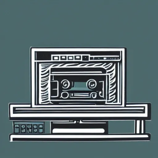 Prompt: linocut of a happy computer