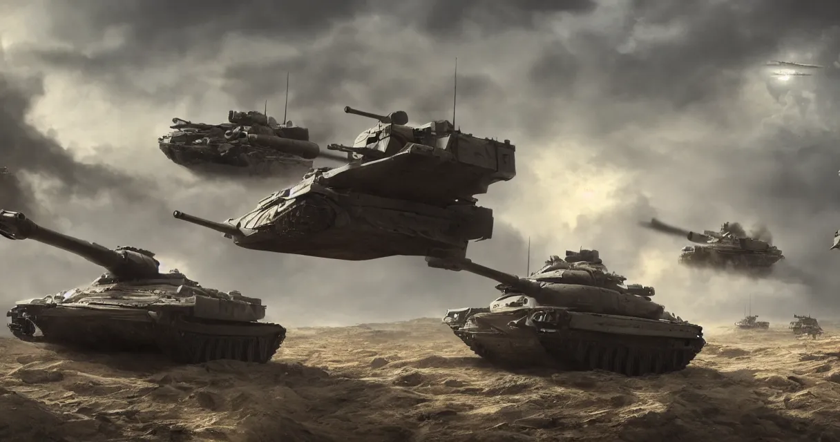 Image similar to tank war, drama, high quality, vray, cg, crazy, space