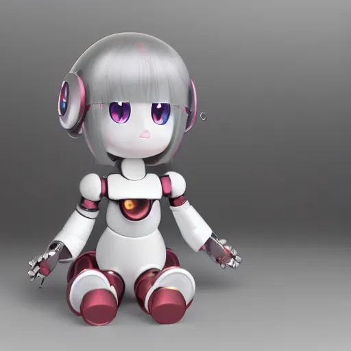 Prompt: cute fumo plush of a plastic shining robot girl in the mirror looking at reflection, vray, asymmetry