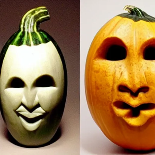 Image similar to gourd carved to look like the face of amber heard