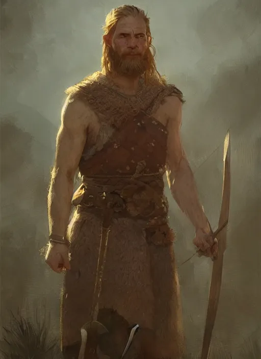 Prompt: A male Viking, highly detailed, digital painting, artstation, concept art, sharp focus, illustration, art by greg rutkowski and alphonse mucha