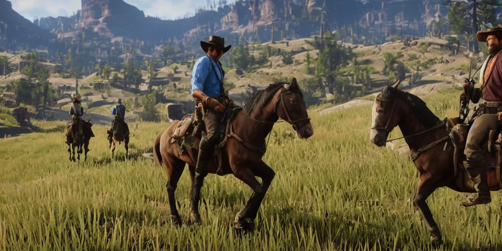 Image similar to red dead redemption 2 in the style of breath of the wild