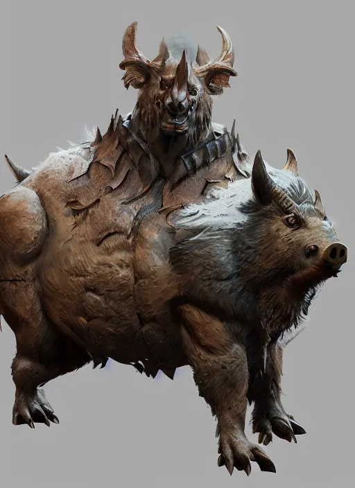 Image similar to а fantasy Proto-Slavic mythology boar inspired blizzard games, full body, detailed and realistic, 4k, top-artstation, octane render