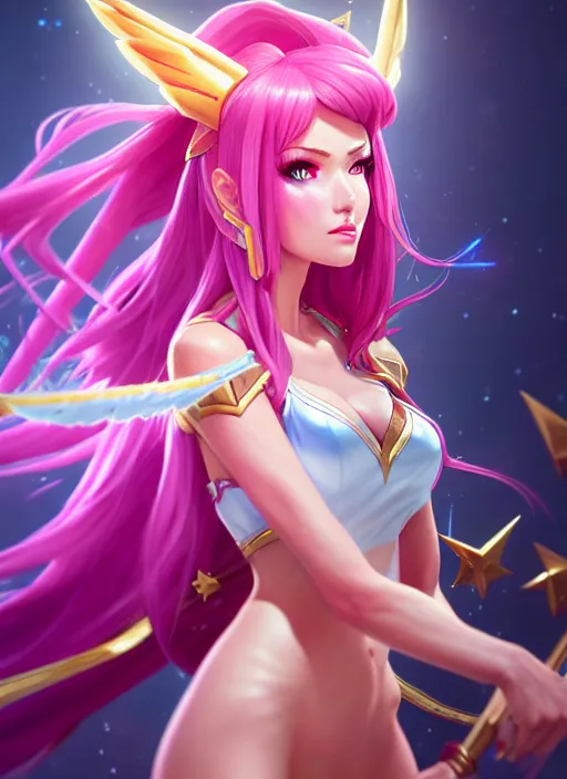 Image similar to portrait of star guardian katarina from league of legends, au naturel, hyper detailed, digital art, trending in artstation, cinematic lighting, studio quality, smooth render, unreal engine 5 rendered, octane rendered, art style by klimt and nixeu and ian sprigger and wlop and krenz cushart and riot