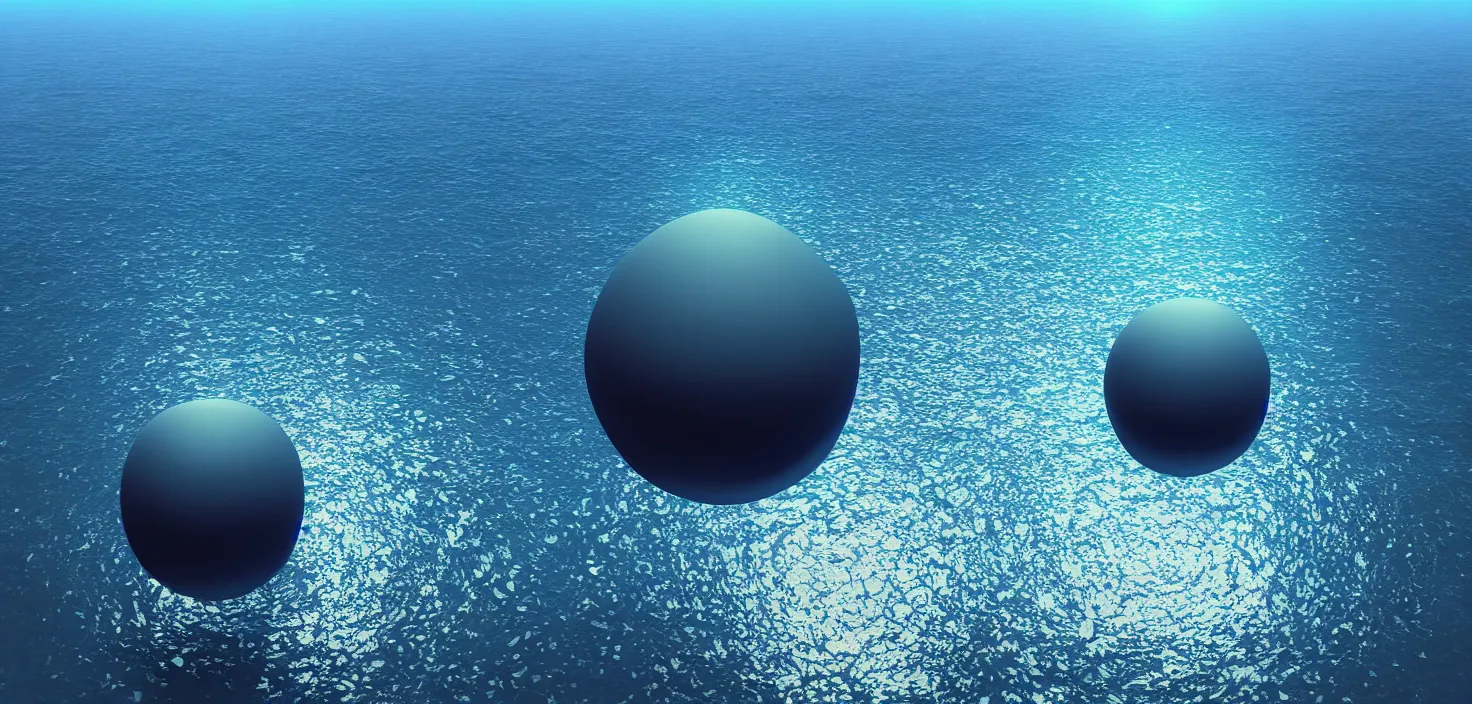 Prompt: a computer generated image of a giant object floating in the ocean, a 3 d render by beeple, featured on polycount, nuclear art, rendered in cinema 4 d, octane render, rendered in unreal engine