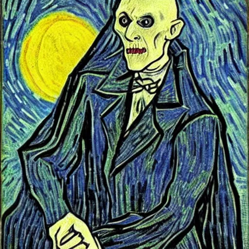 Prompt: nosferatu by van gogh