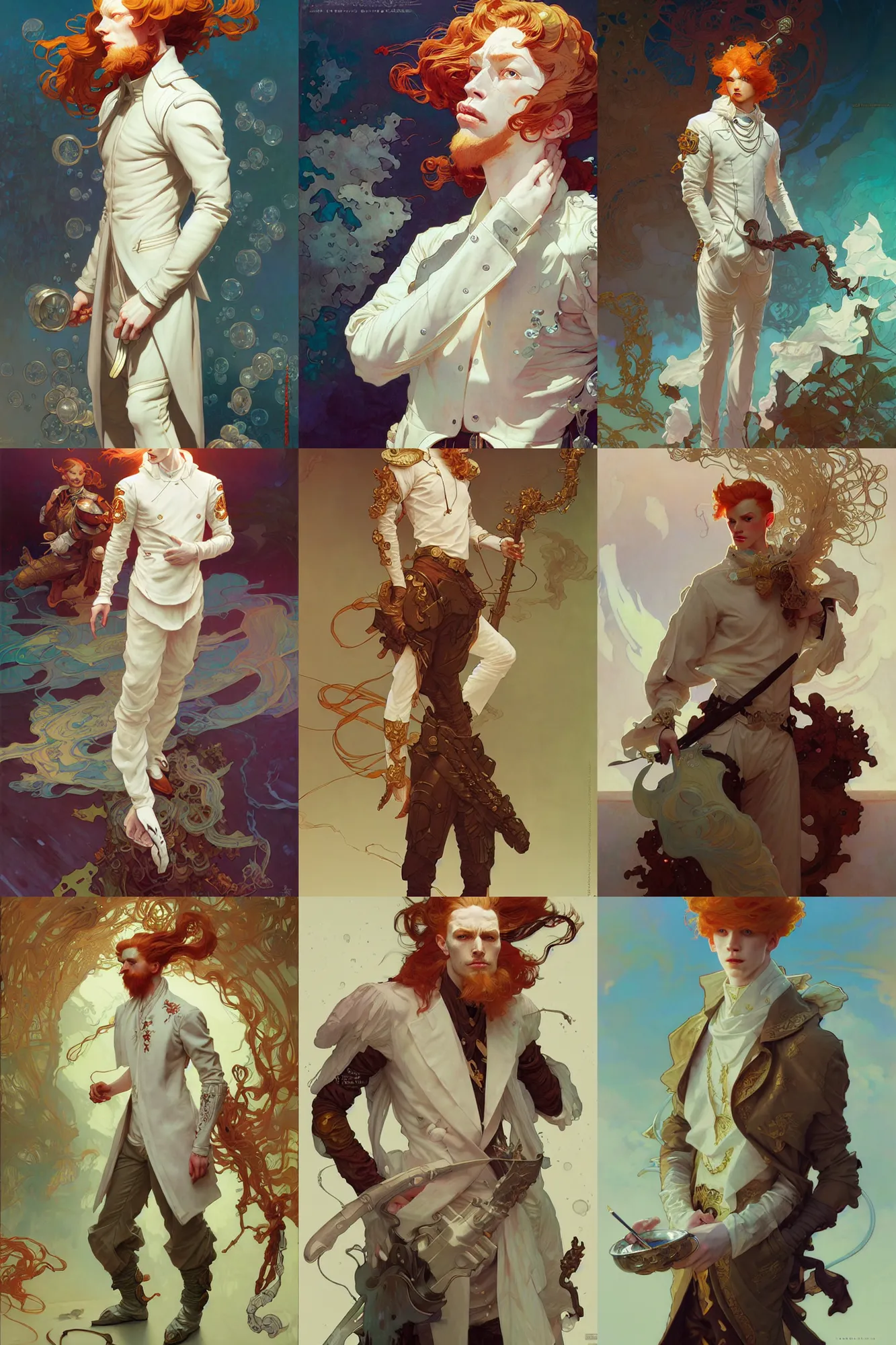 Prompt: young ginger male сorporal, white russian clothes, fantasy, smooth, art by joseph leyendecker, peter mohrbacher, ruan jia, marc simonetti, ayami kojima, cedric peyravernay, alphonse mucha, victo ngai