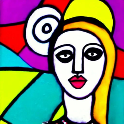 Prompt: paint girl in dress in the wind, style of romero britto