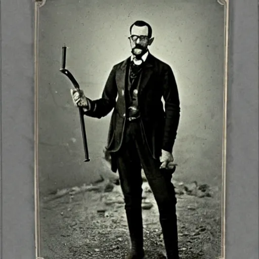 Image similar to victorian era photograph of gordon freeman, half - life 2, scientist, hev suit