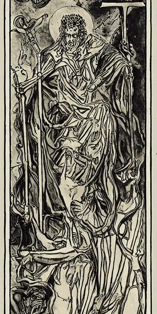 Prompt: the chariot tarot card by austin osman spare