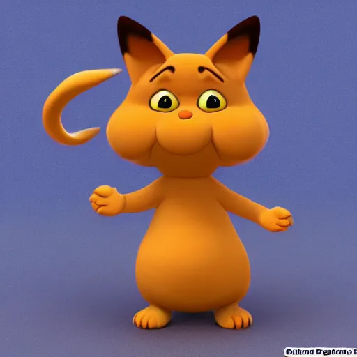 Image similar to garfield the cat as a strange pokemon, cgi