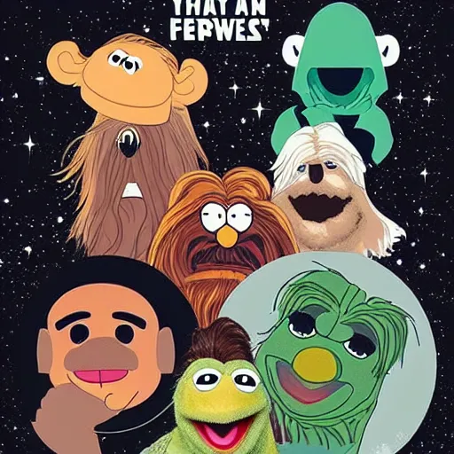 Image similar to star wars poster as muppets