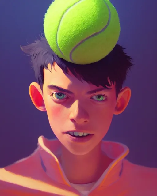 Image similar to highly detailed vfx portrait of a character of a tennis ball monster stephen bliss, chalk, unrealengine, greg rutkowski, loish, rhads, beeple, makoto shinkai and lois van baarle, ilya kuvshinov, rossdraws, tom bagshaw,