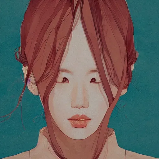 Prompt: Lee Jin-Eun by Conrad Roset and Nicola Samuri, rule of thirds, seductive look, beautiful, behind her is a transparent window