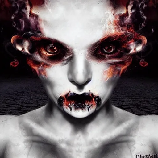 Image similar to smoke and fire with human eyes gothic horror eldritch hyper realistic