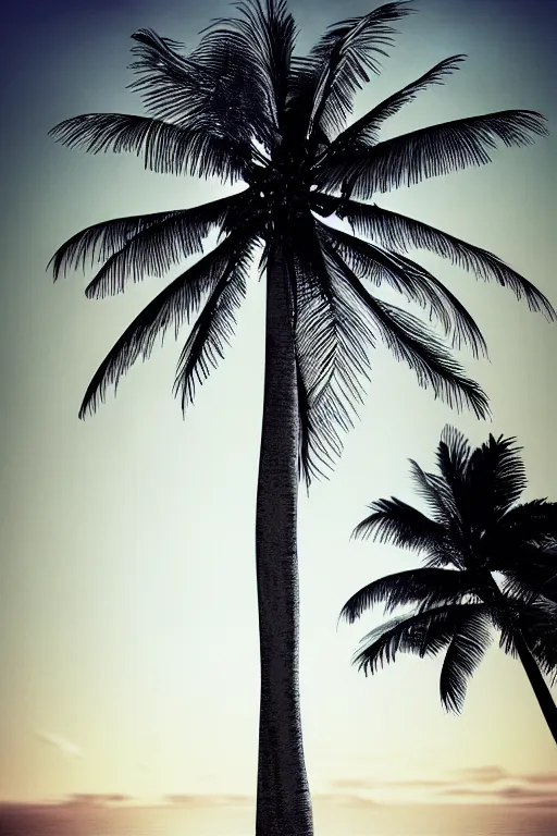 Prompt: a beautiful illustration on paper of a palm tree, 8 k, frostbite 3 engine, cryengine, dof, trending on artstation, digital art by robert gibbings, crepuscular ray
