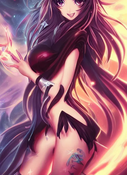 Image similar to Raynare, High School DXD anime character in a beautiful portrait as a Guardian of the Stars by Ross Tran, artgerm stunning and detailed, with soft lighting energetic posing