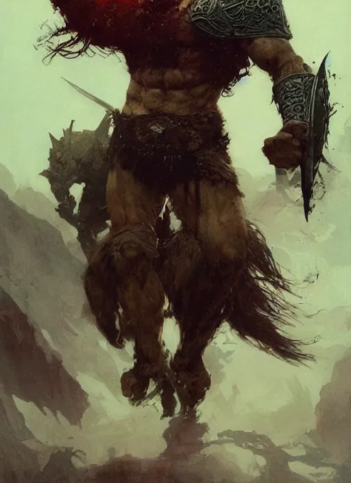 Image similar to conan the barbarian, intricate, elegant, highly detailed, vivid colors, john park, frazetta, sparth, ruan jia, jeffrey catherine jones