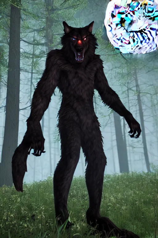 Image similar to werewolf from van helsing unreal engine hyperreallistic render 8k character concept art moon forest