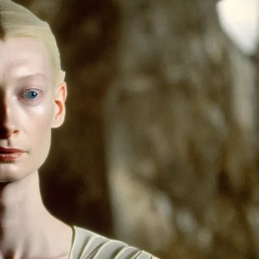 Prompt: young tilda swinton as galadriel