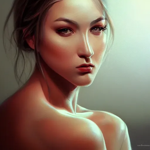 Image similar to masterpiece painting, fine art, portrait, detailled, realistic, artgerm, trending on artstation, splendid, beautiful