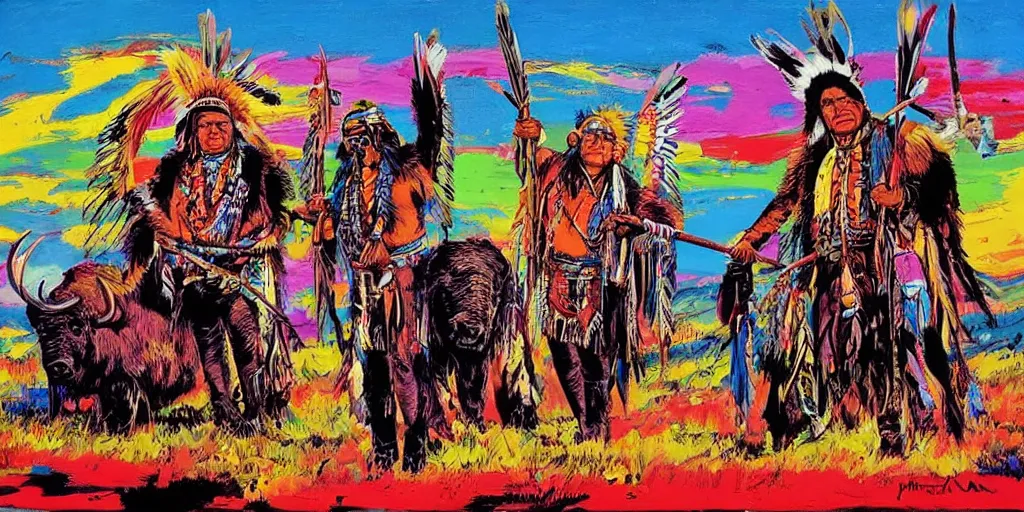 Image similar to of Native American hunting a buffalo Jim Mahfood and Peter max