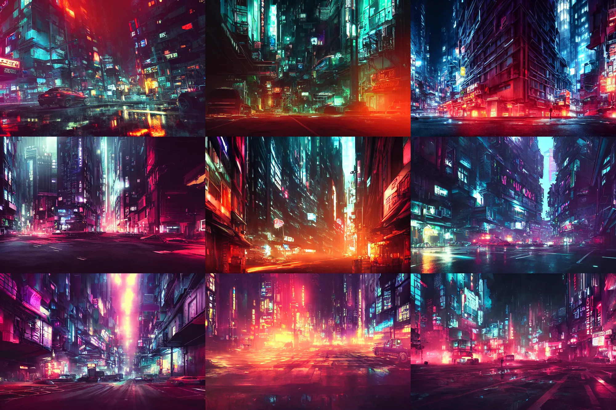 Prompt: cyber town district by liam wong dramatic lighting, cinematic establishing shot, extremely high detail, photorealistic, cinematic lighting