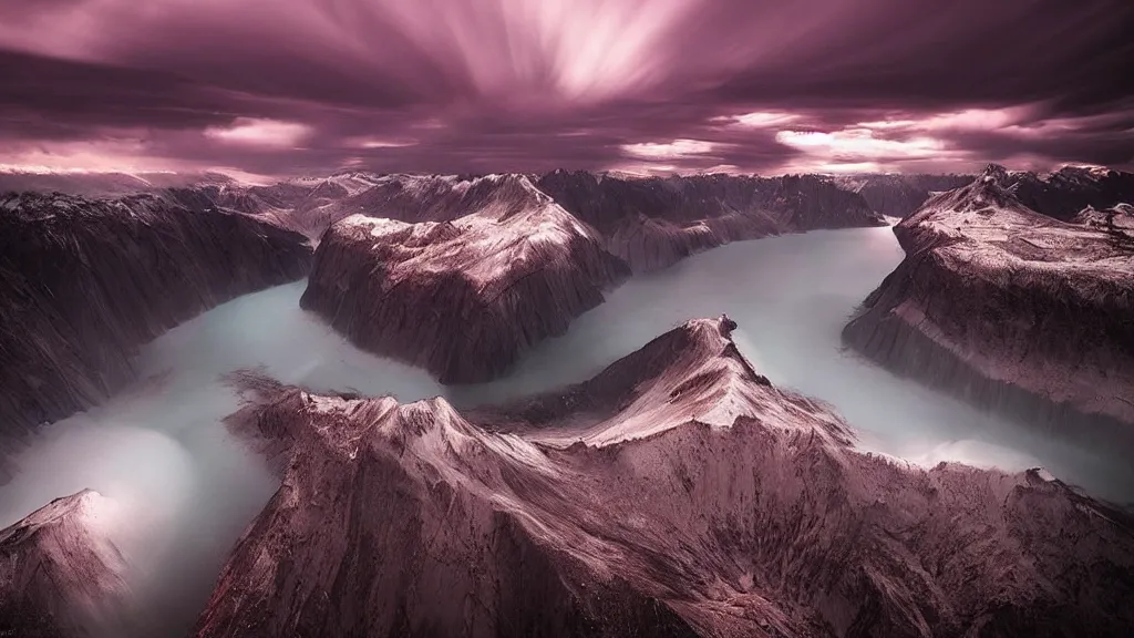 Prompt: amazing landscape photo of nuclear wintre by marc adamus, beautiful dramatic lighting
