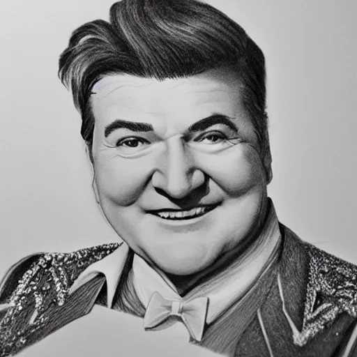 Prompt: pencil illustration of Liberace highly detailed, cinematic,