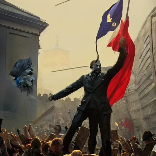 Prompt: a crowd of people with ukrainian flags bring down statue of vladimir lenin, photorealistic, highly detailed, artstation, smooth, sharp focus, art by michael whelan, artgerm, greg rutkowski and alphonse mucha