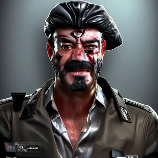 Prompt: saddam hussein as t - 8 0 0 terminator, unreal engine, concept art, artstation, highly detailed render