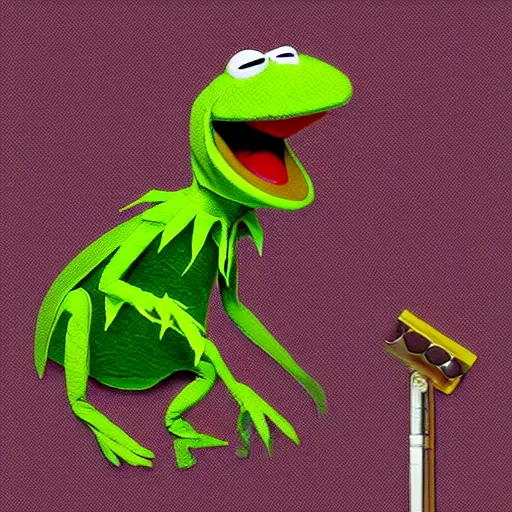 Image similar to “ kermit the drug smoking a joint on the joe rogan podcast, vivid, photorealistic ”